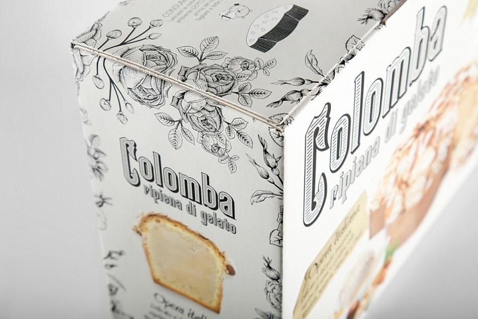 Дизайн упаковки и фирменный стиль для десерта Colomba gelato