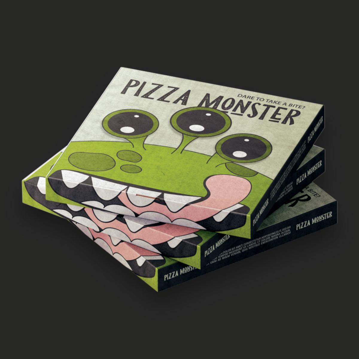 Дизайн упаковки для пиццы Pizza Monster