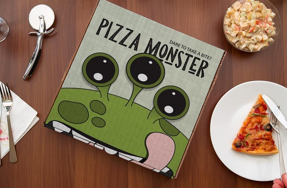 Дизайн упаковки для пиццы Pizza Monster