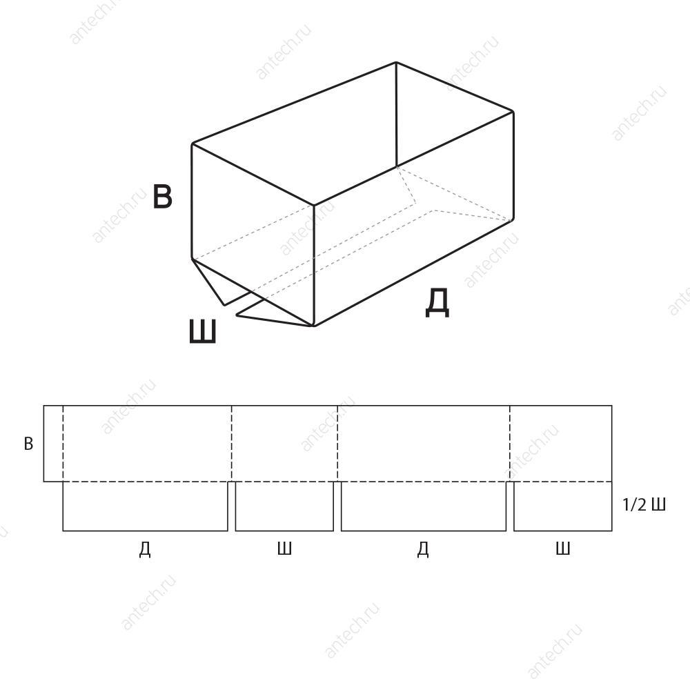 FEFCO 0200 Коробка четырехклапанная без крышки