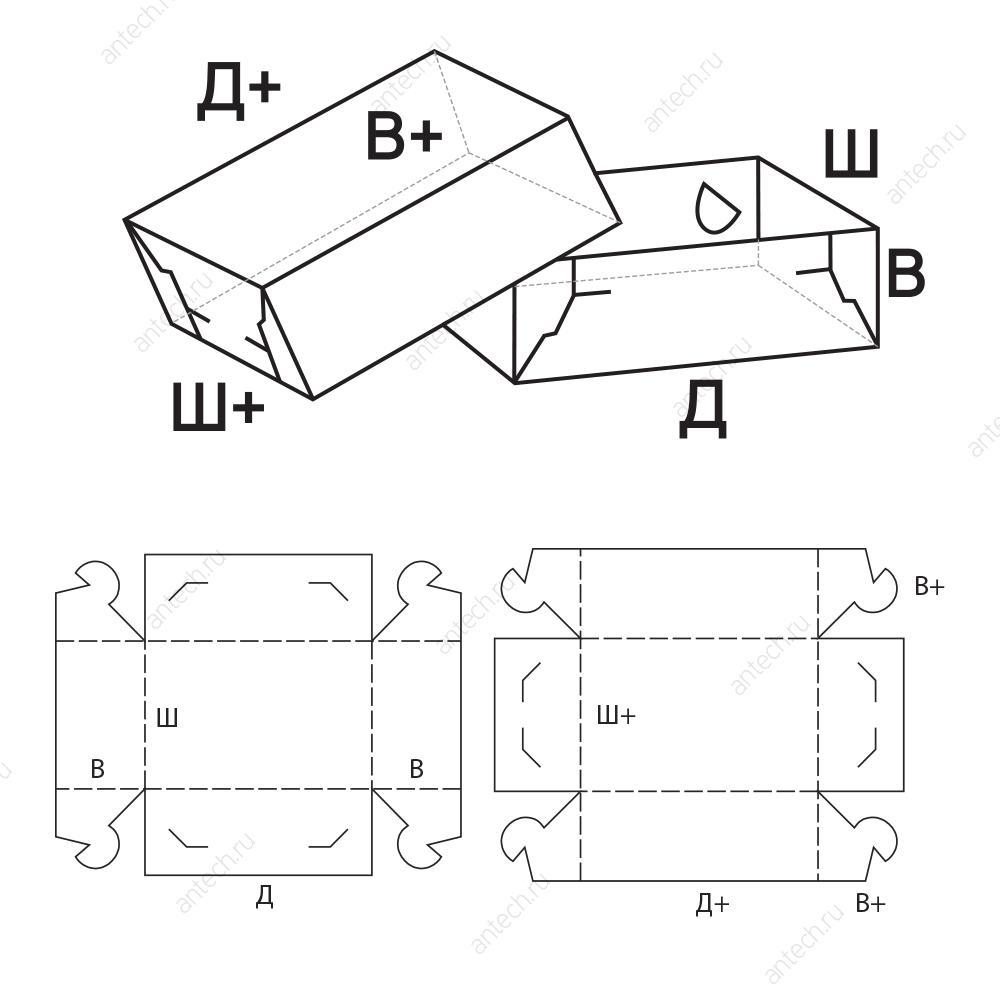 FEFCO 0307 Коробка телескопического типа, складная, с равновеликими корпусом и крышкой