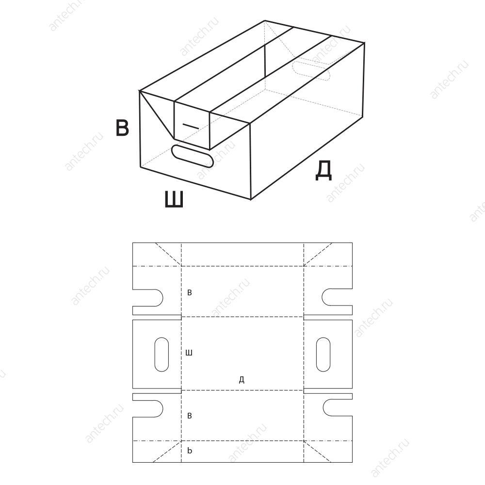 FEFCO 0434 Коробка складная, сшитая, лоток