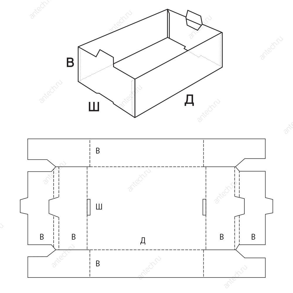 FEFCO 0435 Коробка складная, лоток для штабелирования