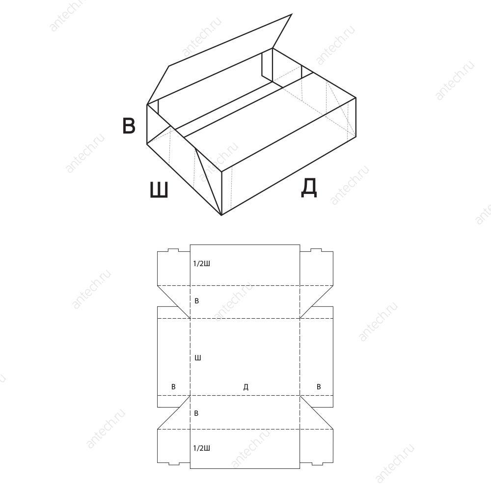 FEFCO 0437 Гофротара складная со сплошным дном и стыкующимися клапанами