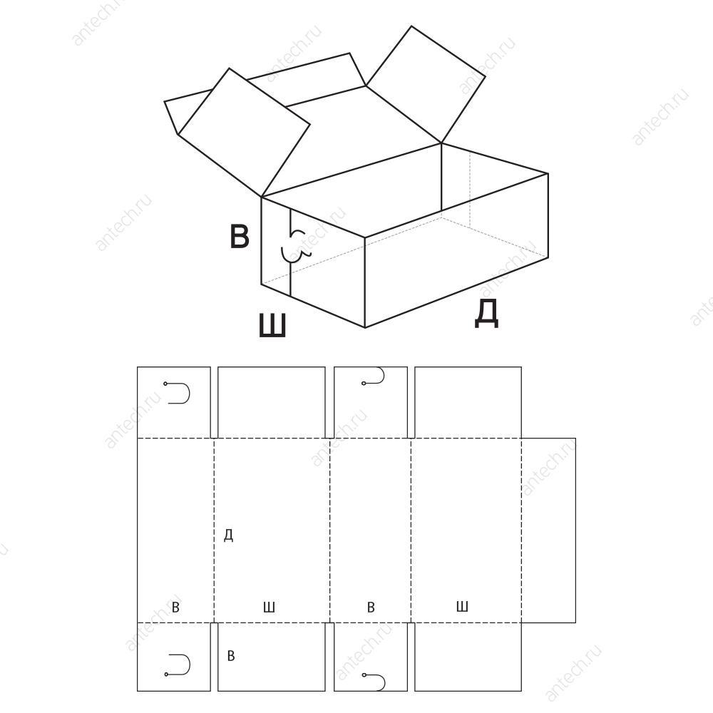 FEFCO 0442 Коробка складная с откидной крышкой