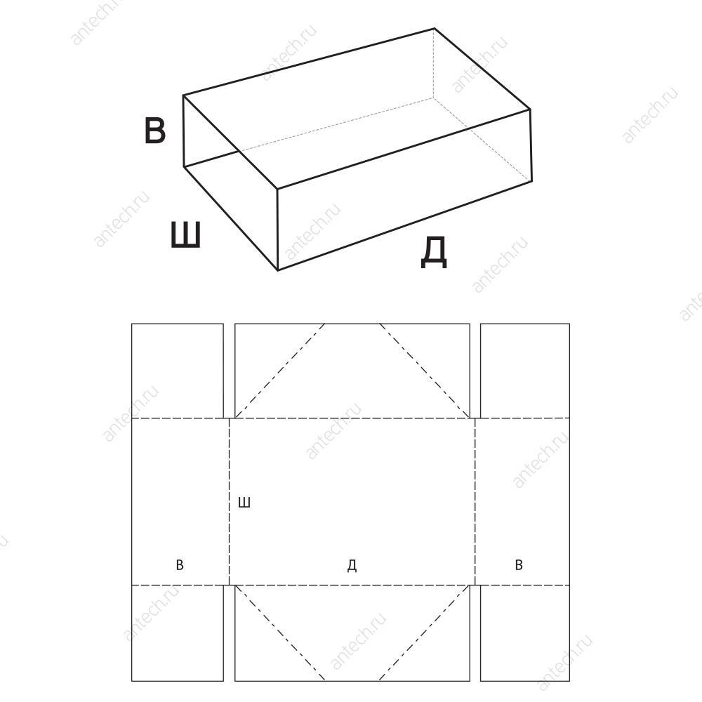 FEFCO 0451 Лоток складной со склейкой и усиленными стенками по длине