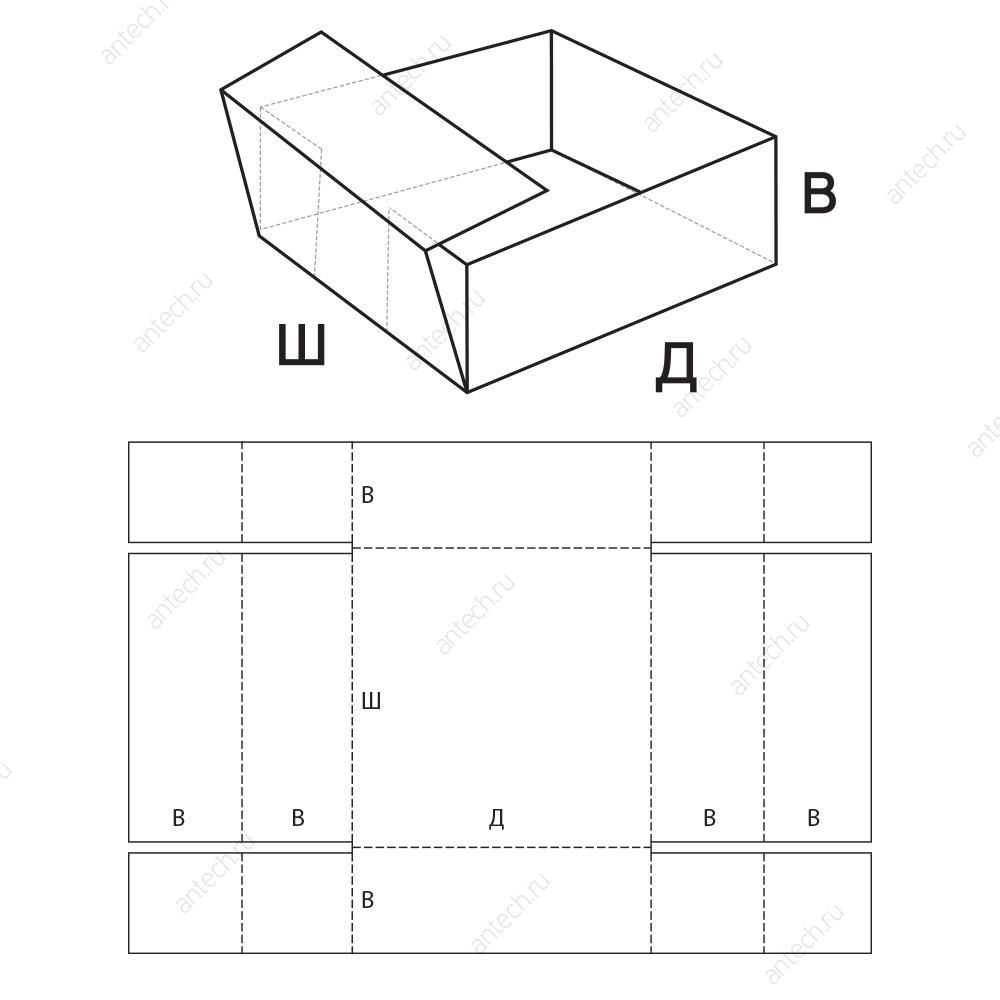 FEFCO 0454 Лоток складной с усиленными стенками по ширине